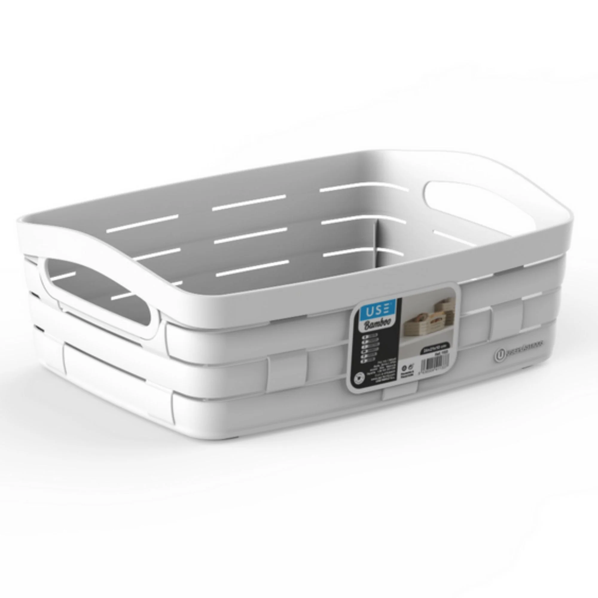 CESTA PEQUEÑA BAJA SERIE BAMBOO gris - Imagen 3