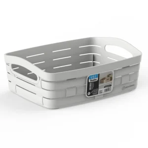 Cesta mediana baja serie BAMBOO blanco roto