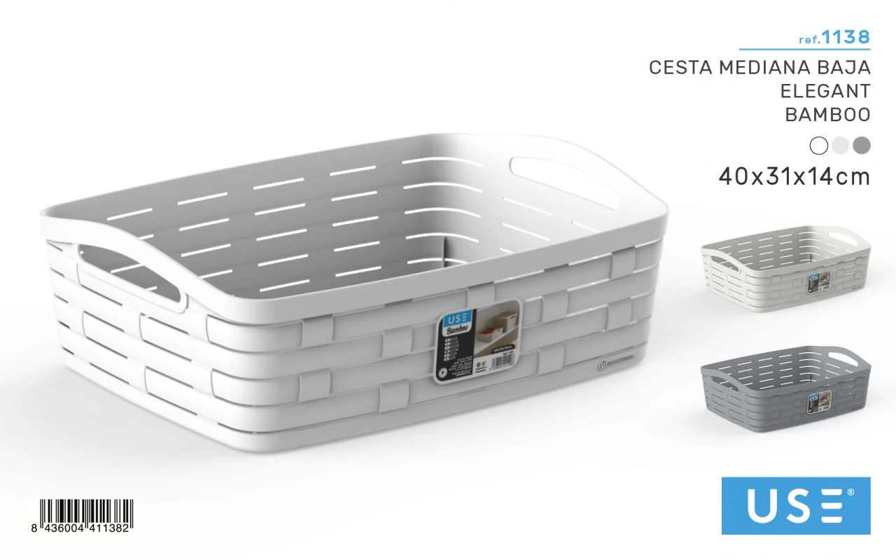 Cesta mediana baja serie BAMBOO gris - Imagen 4