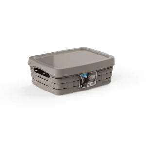 Cesta pequeña baja con tapa BAMBOO arena