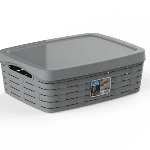 Cesta mediana baja con tapa BAMBOO gris