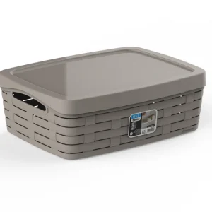 Cesta mediana baja con tapa serie BAMBOO arena