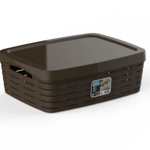 Cesta mediana baja con tapa serie BAMBOO wengue