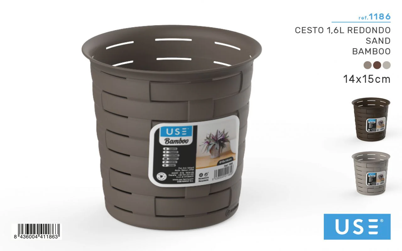 Cesto 1,6L redondo serie BAMBOO arena - Imagen 4