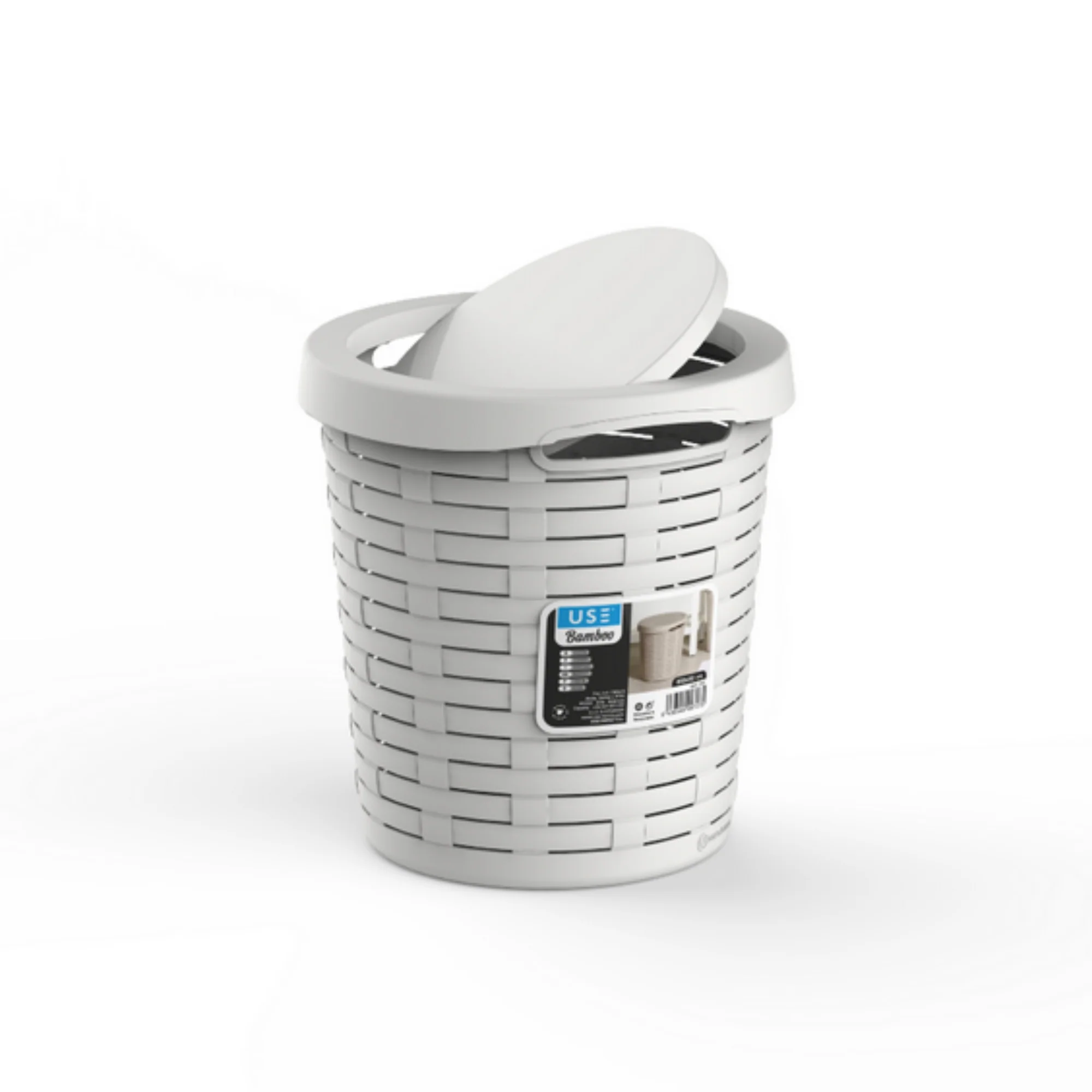 Cesto 20L tapa basculante BAMBOO blanco - Imagen 3