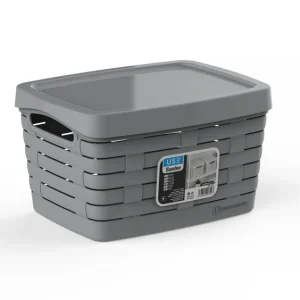 Cesta pequeña con tapa serie BAMBOO gris