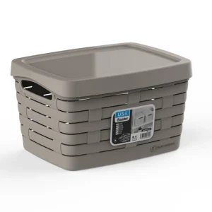 Cesta pequeña con tapa serie BAMBOO arena