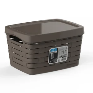 Cesta pequeña con tapa serie BAMBOO basalto