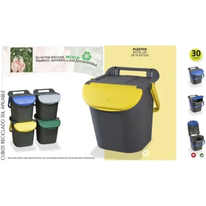 Cubo reciclaje apilable 30L amarillo