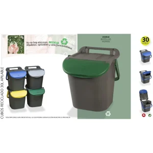 Cubo reciclaje apilable 30L verde