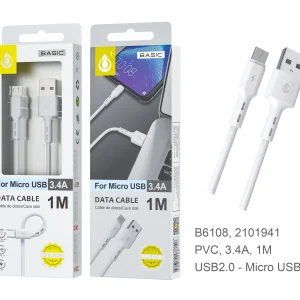 Cable micro usb blanco 2.4A 1m