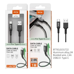 Cable type c negro 2A 1m