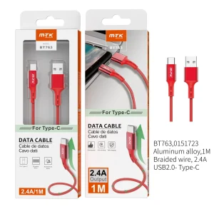 Cable type c rojo 2A 1m