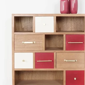 Cajonera madera metal 76*34*94cm granate