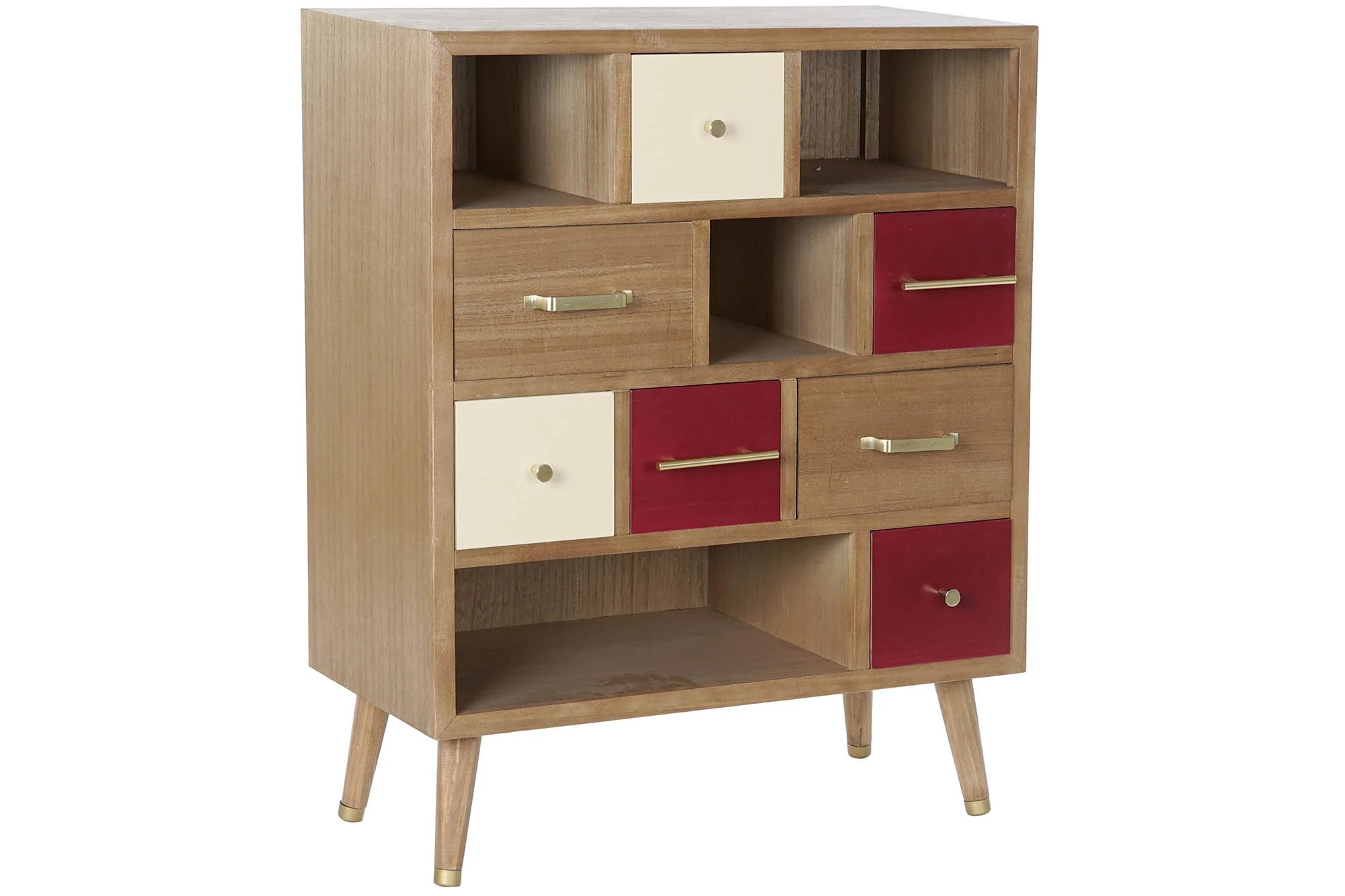 Cajonera madera metal 76*34*94cm granate - Imagen 2