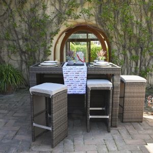 Mesa set 7 ratan sintetico acero 143*80*100cm