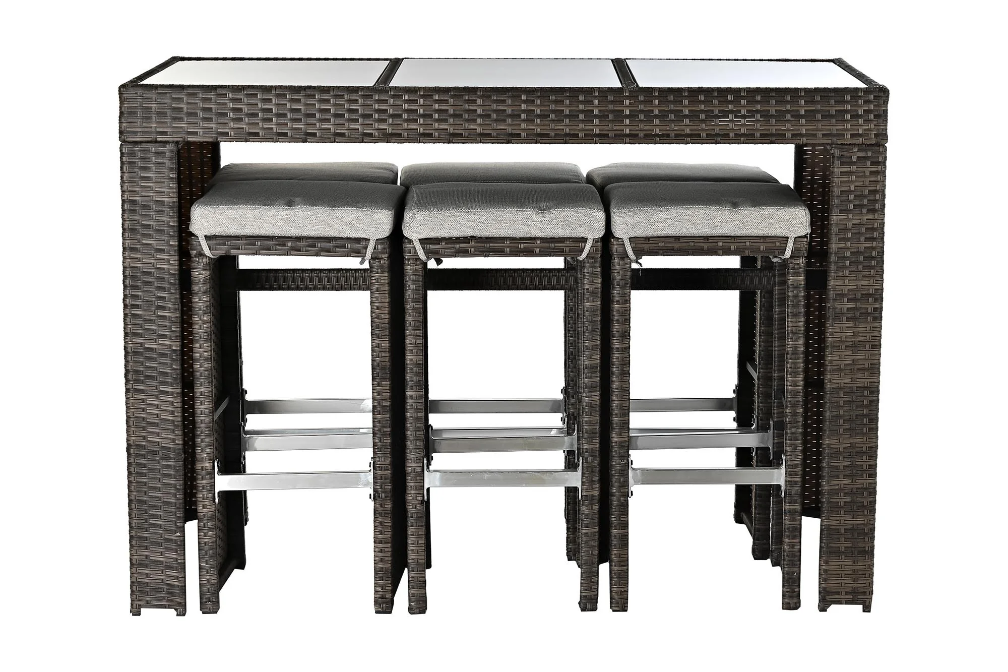 Mesa set 7 ratan sintetico acero 143*80*100cm - Imagen 7