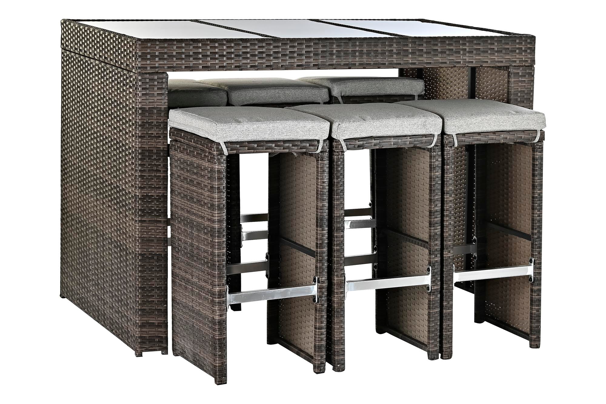 Mesa set 7 ratan sintetico acero 143*80*100cm - Imagen 3