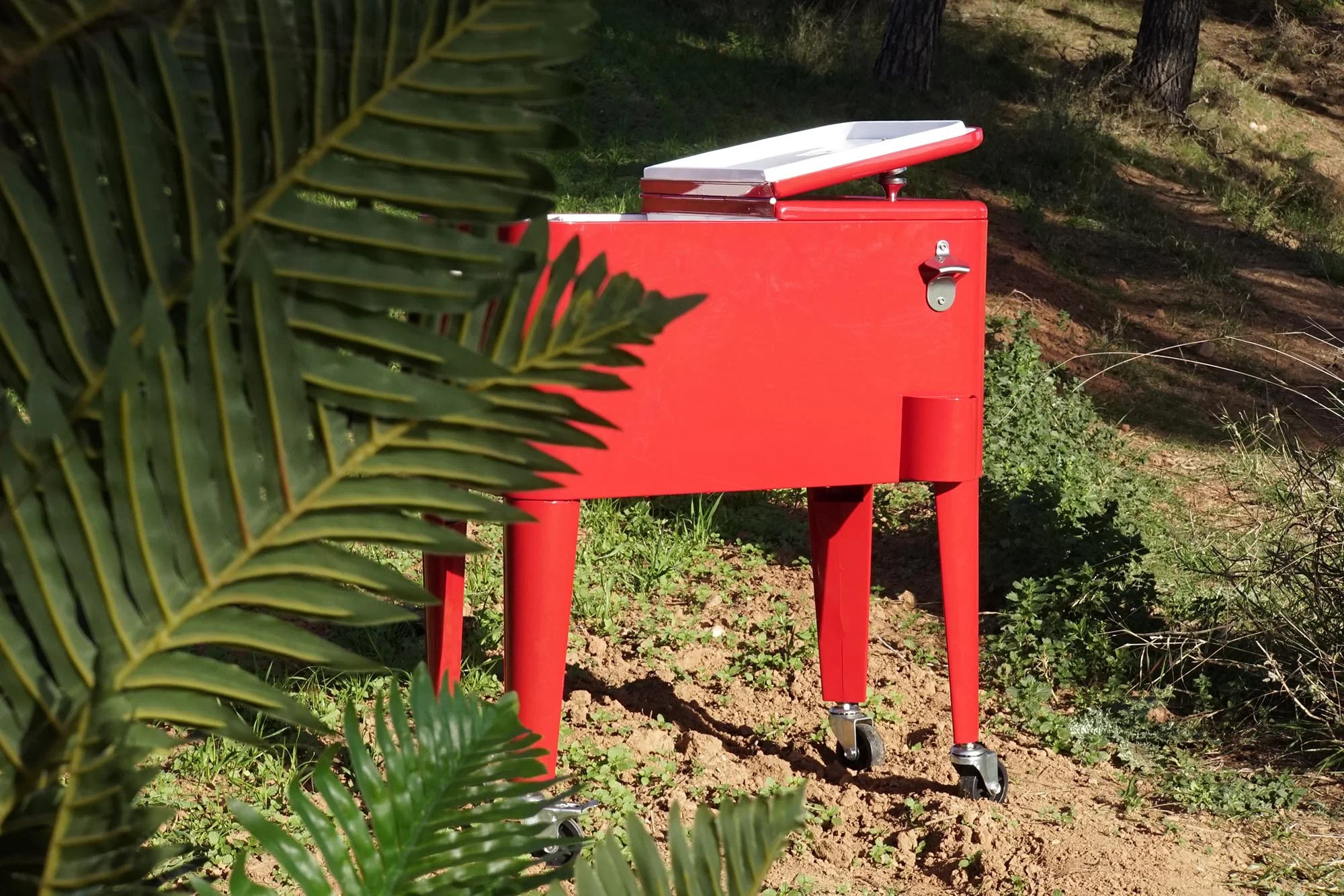 Nevera acero pp 74*43*80cm 56l rojo