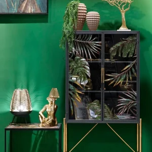 Aparador metal cristal 85*35*155cm hojas