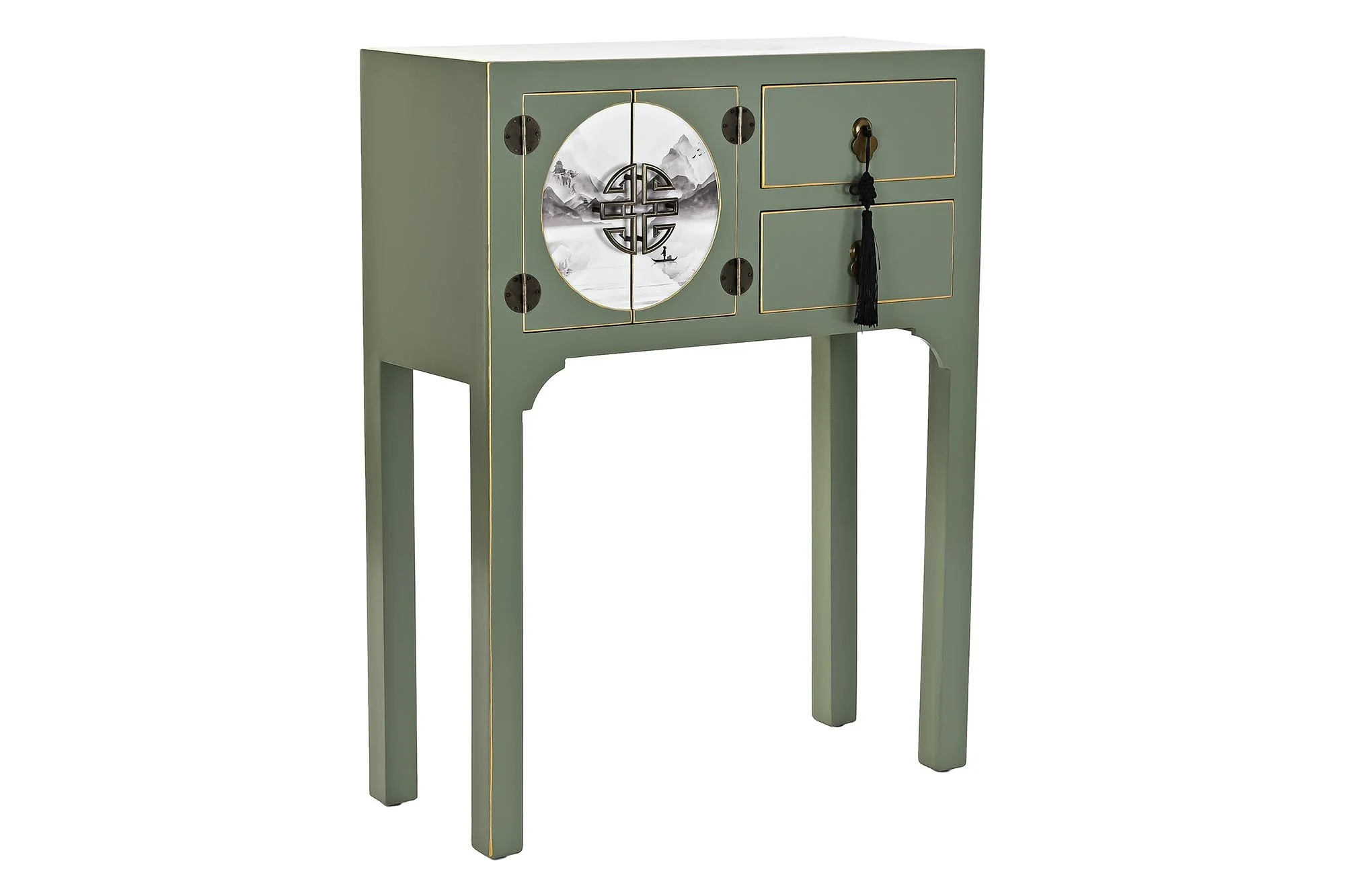 Consola abeto mdf 63*27*83 oriental rojo - Imagen 6