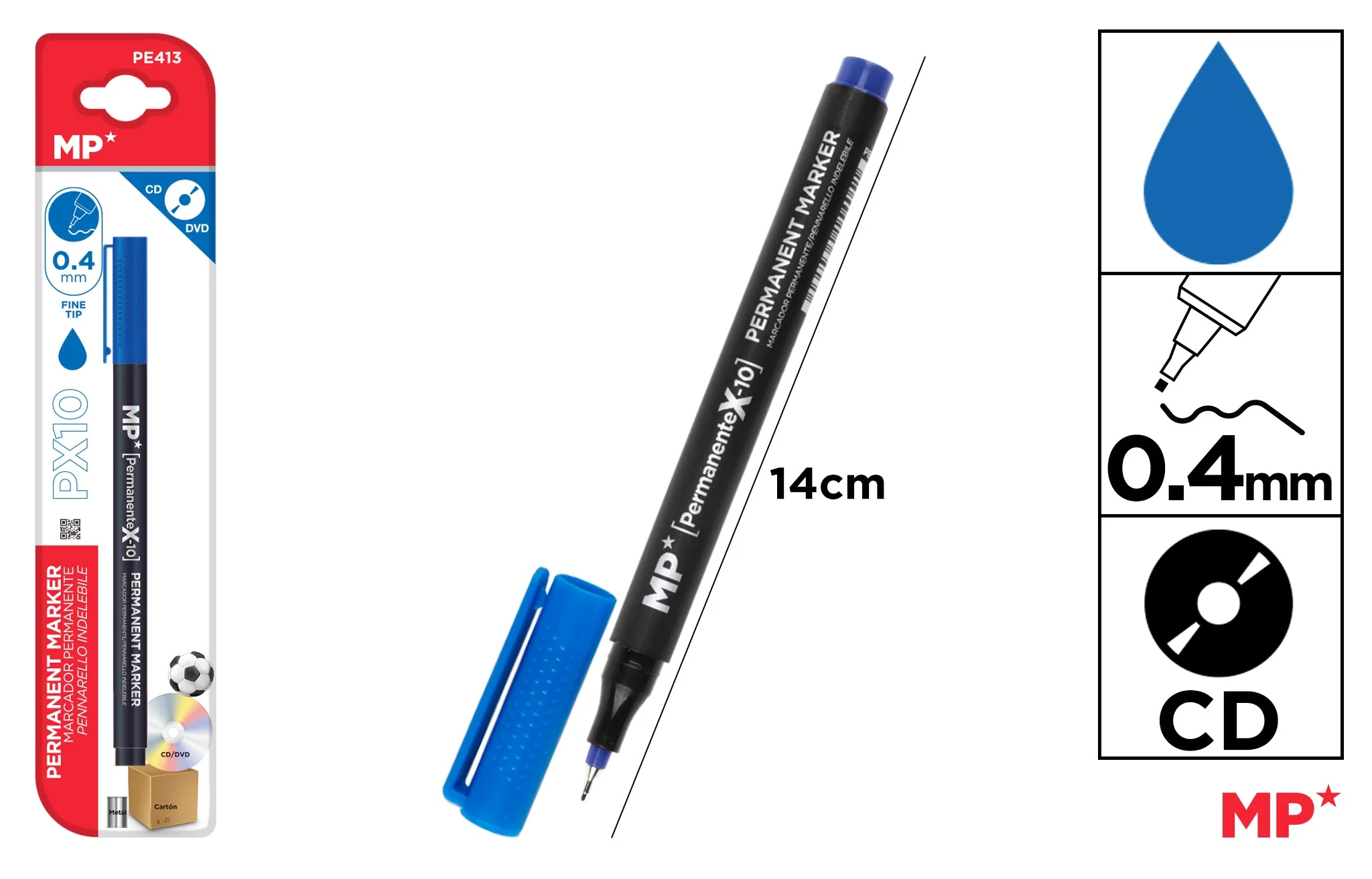 Marcador CD Permanente con Punta 0.4mm azul - Imagen 2