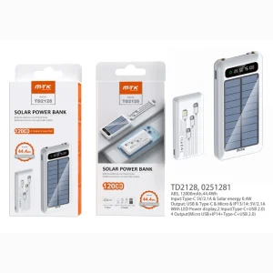 Powerbank con panel solar blanco