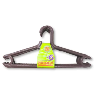 Lote 6 perchas doble grueso marron