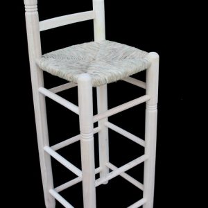 Taburete alto con respaldo pata torneada