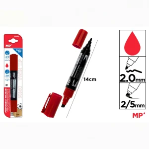 Marcador permanente doble punta rojo