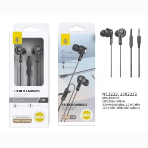 Auricular con microfono y boton multifuncion 1.2m negro