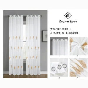 Cortina visilo hoja bordada 140*260cm oro