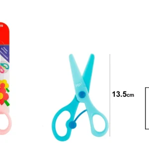 Tijera anti-corte de plastico azul/rosa 13cm
