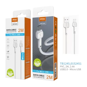 Cable micro usb blanco 2.4A 2m