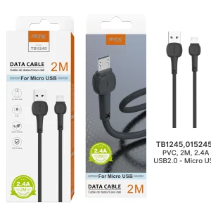 Cable micro usb negro 2.4A 2m